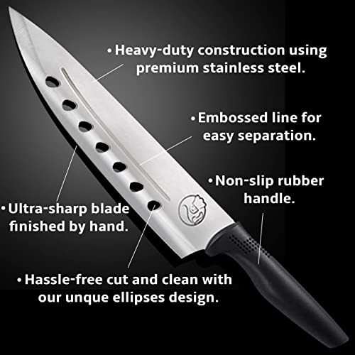 Professional Chef Knife - Stainless Steel Chef's Knives - Australian Designed and Tested Meat Knife - Cooking Knife - Sharp Cutting Knife - Non-Slip Rubber Handle with warranty (S + M + L)