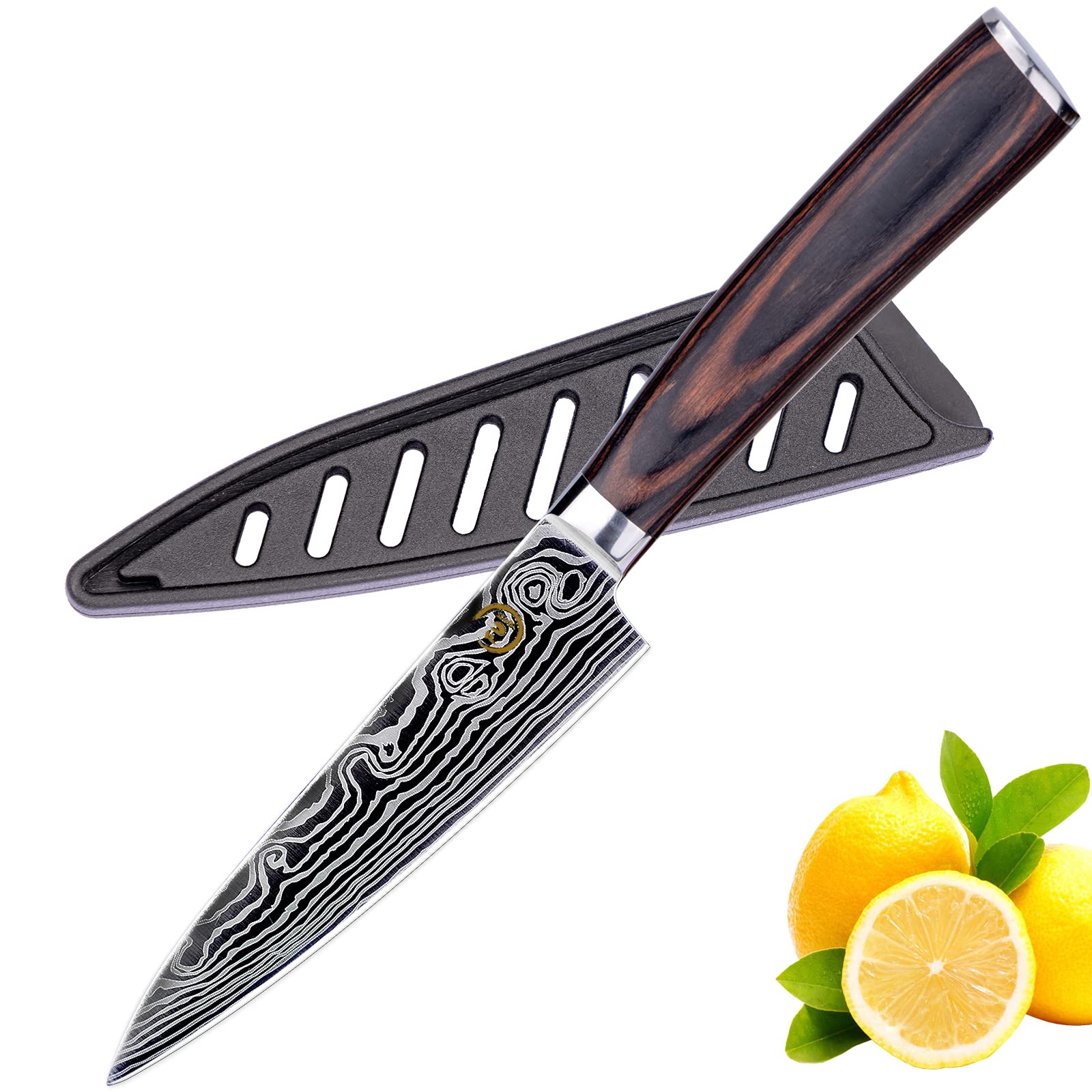 Fukep Paring Knife 3.5 inch - Kitchen Fruit Knife Forged from Stainless Steel 5Cr15Mov(HRC56), Razor Sharp Small Paring Knife with Cover for Home, Small Kitchen Knife for Peeling, and Cutting Fruit