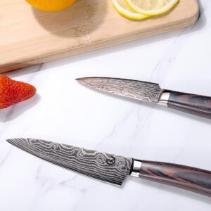 Fukep Paring Knife 3.5 inch - Kitchen Fruit Knife Forged from Stainless Steel 5Cr15Mov(HRC56), Razor Sharp Small Paring Knife with Cover for Home, Small Kitchen Knife for Peeling, and Cutting Fruit