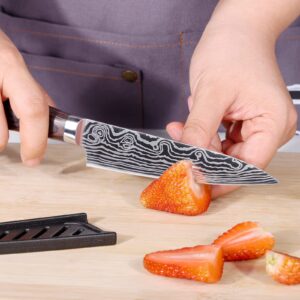 Fukep Paring Knife 3.5 inch - Kitchen Fruit Knife Forged from Stainless Steel 5Cr15Mov(HRC56), Razor Sharp Small Paring Knife with Cover for Home, Small Kitchen Knife for Peeling, and Cutting Fruit