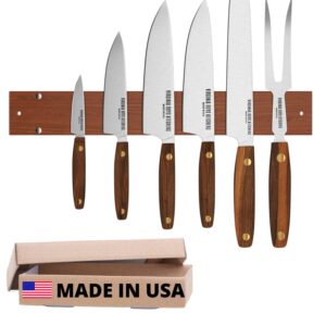 virginia boys kitchens powerful magnetic knife and kitchen tool strip, holder made in usa with black american walnut wood (16 inch)