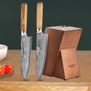 HARO CUTLERY Premium Series 9-piece Japanese Chef Knife Set | Damascus Knife Set | Forged AUS10V Steel Chef Knife Set Professional | Razor Sharp Knives Set For Kitchen | Kitchen Knife Set