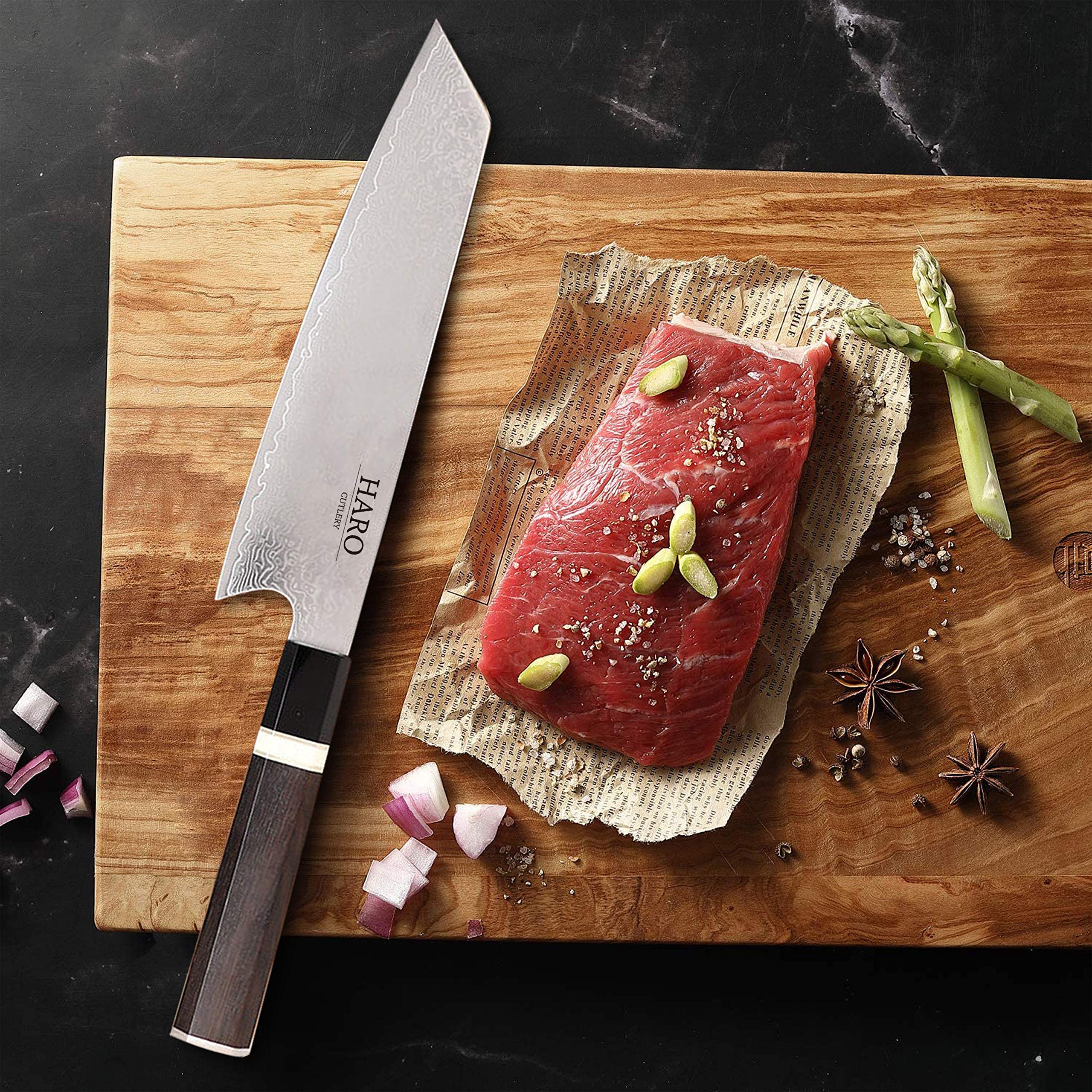 HARO CUTLERY Talon Series 8 Inch Chef Knife | Japanese Knife Kiritsuke Knife | Forged Damascus Knife | Professional VG10 Chef Knife | Japanese Kitchen Knife | Razor Sharp Chefs Knife