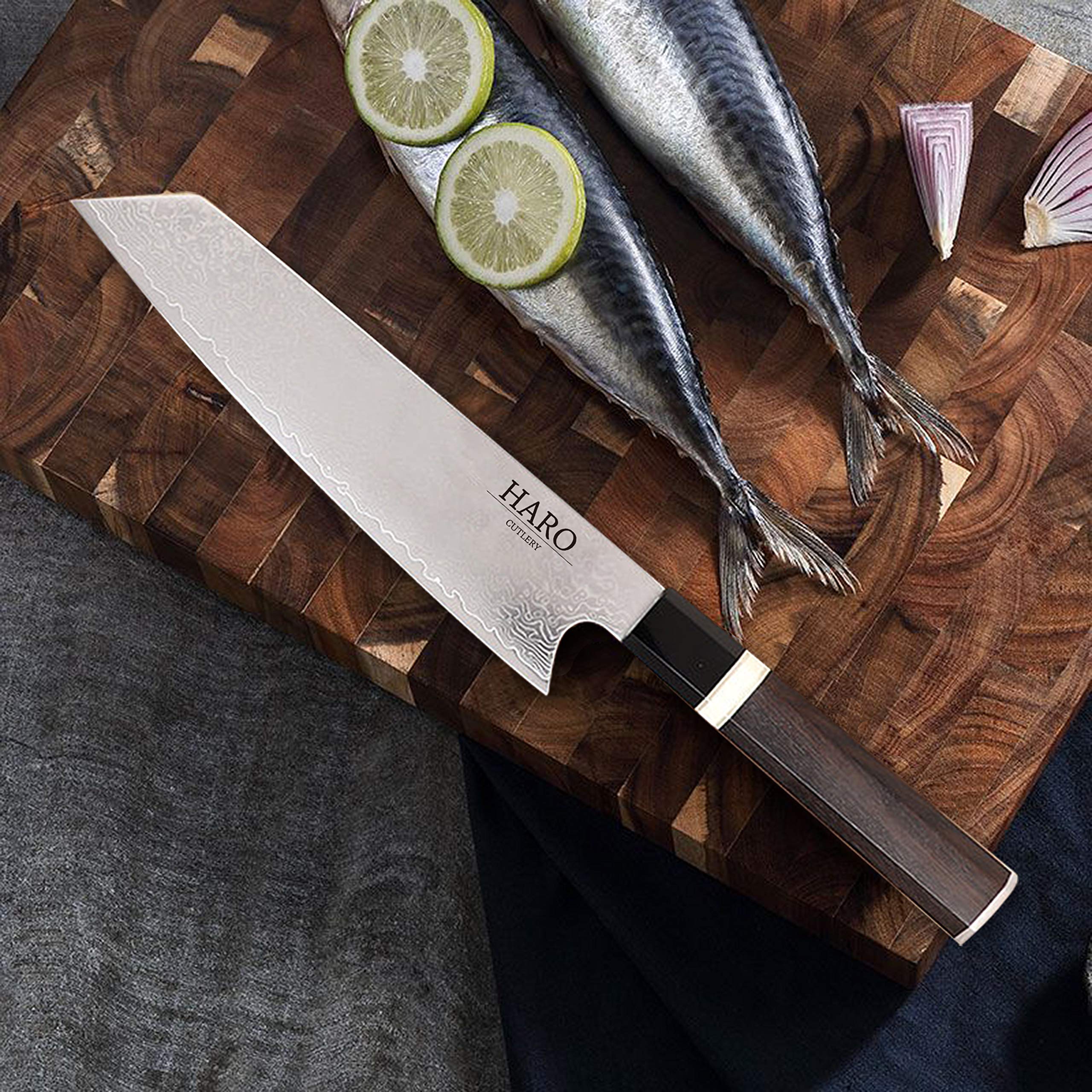 HARO CUTLERY Talon Series 8 Inch Chef Knife | Japanese Knife Kiritsuke Knife | Forged Damascus Knife | Professional VG10 Chef Knife | Japanese Kitchen Knife | Razor Sharp Chefs Knife