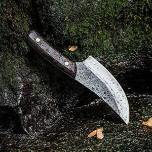 COOLINA Altomino Handmade Butcher Knife, 5.7-in Manganese Steel Blade, Hand-forged Chinese Knife for Meat and Deboning