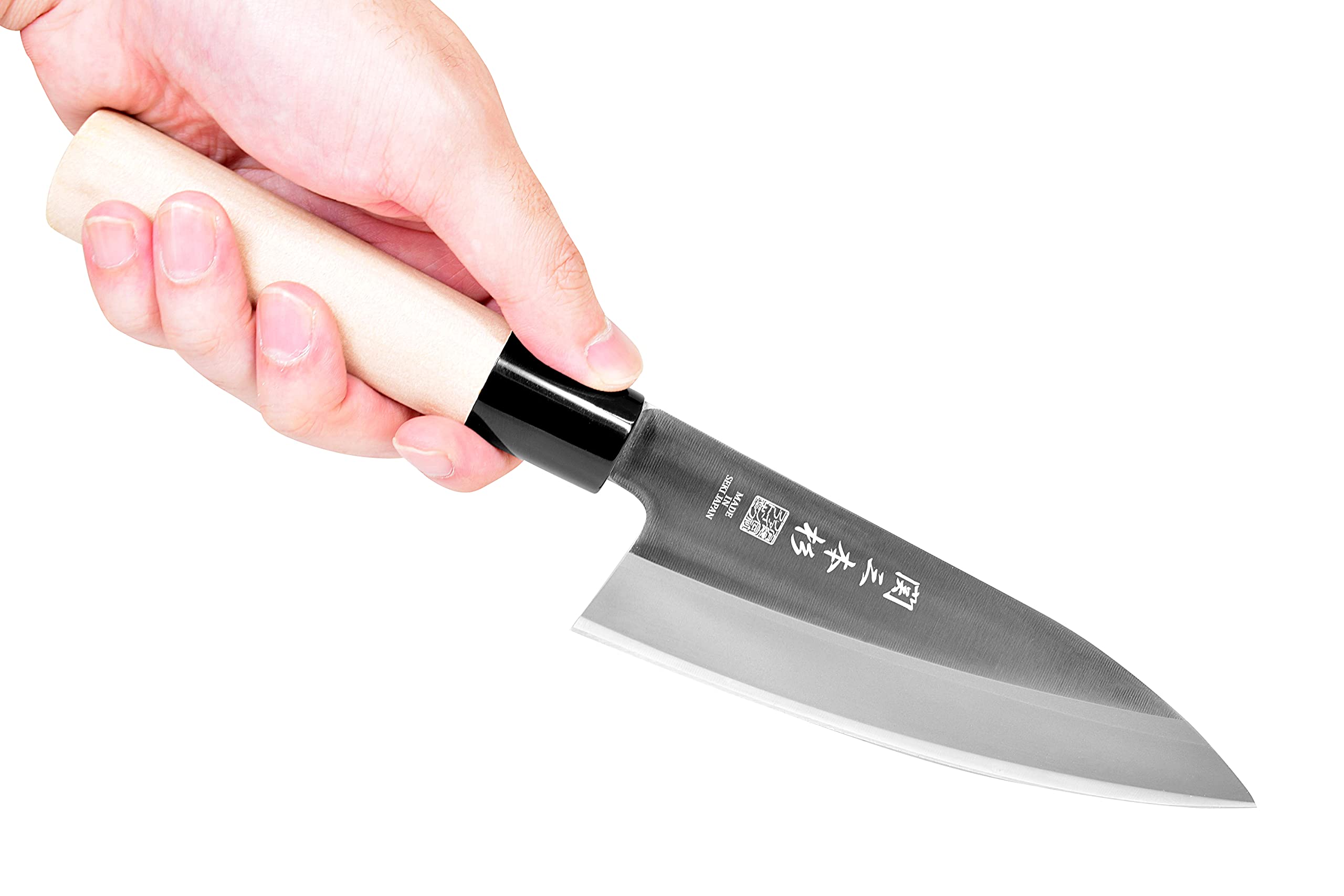 Seki Japan Japanese Seki SANBONSUGI Sushi Chef Knife, 420J2 Stainless Steel Sashimi Deba Knife, Wood Handle, 150 mm (5.9 in)