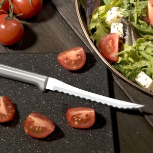 Rada Cutlery Top Seller’s Kit Knives – Includes Paring Knife, Tomato Slicer, Vegetable Peeler With Brushed Aluminum Handles Plus Quick Edge Knife Sharpener