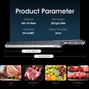 Huusk Chef Knives Bundle with 11.6 Inch Premium Slicing Carving Knife for Slicing Meats Ribs Roasts Fruits BBQ Gift Idea