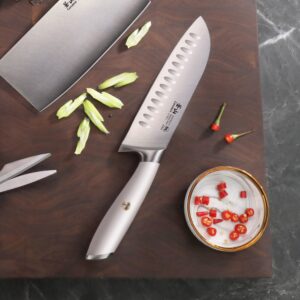 Cangshan L1 Series 1026900 German Steel Forged 7" Santoku Knife, White