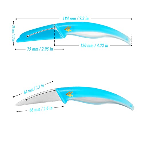 Paring Knife,Dolphin fruit knife,High Carbon Stainless Steel Fruit and Vegetable knife,Blue Transparent soft handle,Ultra Sharp Peeling Knife for Cutting Fruit,Vegetable,2.6-Inch Blade