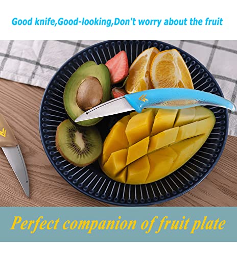 Paring Knife,Dolphin fruit knife,High Carbon Stainless Steel Fruit and Vegetable knife,Blue Transparent soft handle,Ultra Sharp Peeling Knife for Cutting Fruit,Vegetable,2.6-Inch Blade