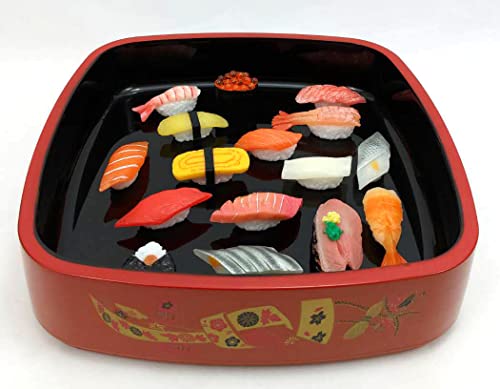 JapanBargain 4076, Sashimi Sushi Serving Tray Plate Platter Dish Japanese Plastic Lacquered Sushi Oke Hangiri, 12.75 inch