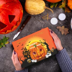 IWPTY 43 PCS Pumpkin Carving Kit for Kids Adults, Halloween Pumpkin Easy Made Stencils, Stainless Steel Pumpkin Safe Carver Tools Kits - 2023 Version (20 Pcs with 2 String Lights & 21 Ghost Stickers)