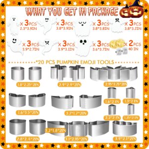 IWPTY 43 PCS Pumpkin Carving Kit for Kids Adults, Halloween Pumpkin Easy Made Stencils, Stainless Steel Pumpkin Safe Carver Tools Kits - 2023 Version (20 Pcs with 2 String Lights & 21 Ghost Stickers)