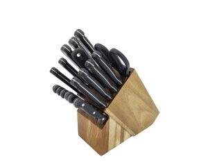 17-piece kitchen cutlery block set stainless steel chef wood professional 15276-npf