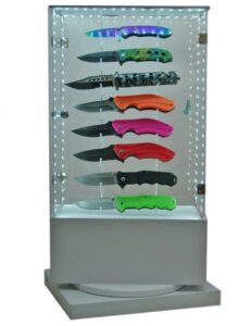 folding knife display stand acrylic 16 piece led rotating