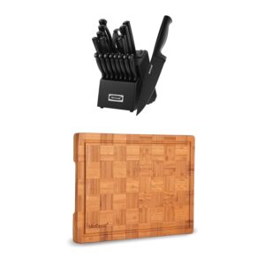 mc69c black knife sets,20 pieces + mcw12 bamboo cutting board(large, 17"x12"x1")