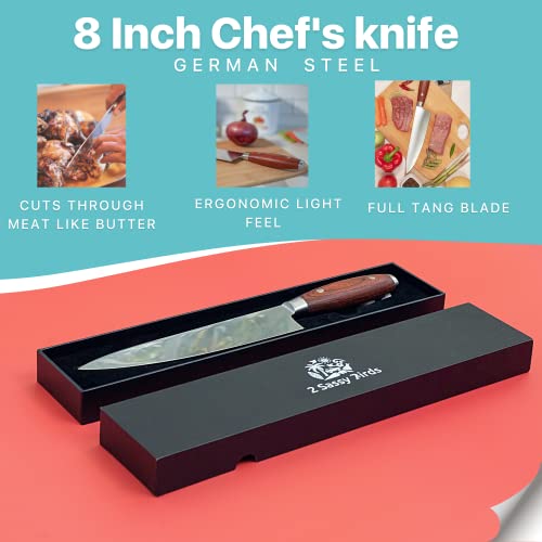 Chef Knife - 8 Inch Kitchen Knife with Stainless Steel Blade - Carving Knife for Meat and Vegetables - Knife for Kitchen - Professional Sharpness and Ergonomic Handle - Multipurpose Cooking Knife