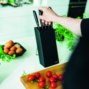 Fiskars Knife Block With 5 Knives, Width: 15.5 cm, Height: 37 cm, Birch Wood, Black, Edge, 1003099