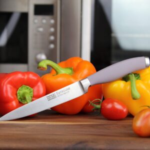 Taylors Eye Witness Syracuse Kitchen Knife 3pce Set - Paring 8cm/3.5”, Chefs 15cm/6” & Cooks All Purpose 13cm/5” Cutting Edge. Ultra Fine, Razor Sharp Blade. Soft Textured Grip Berry Colour Handle