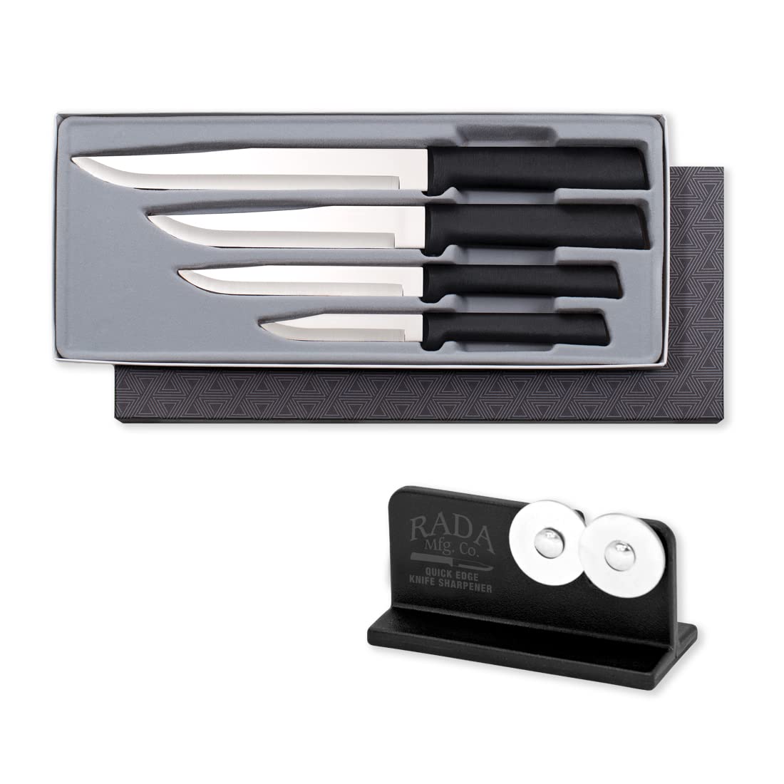 RADA Wedding Register Black Handled Knife Gift Set With Knife Sharpener