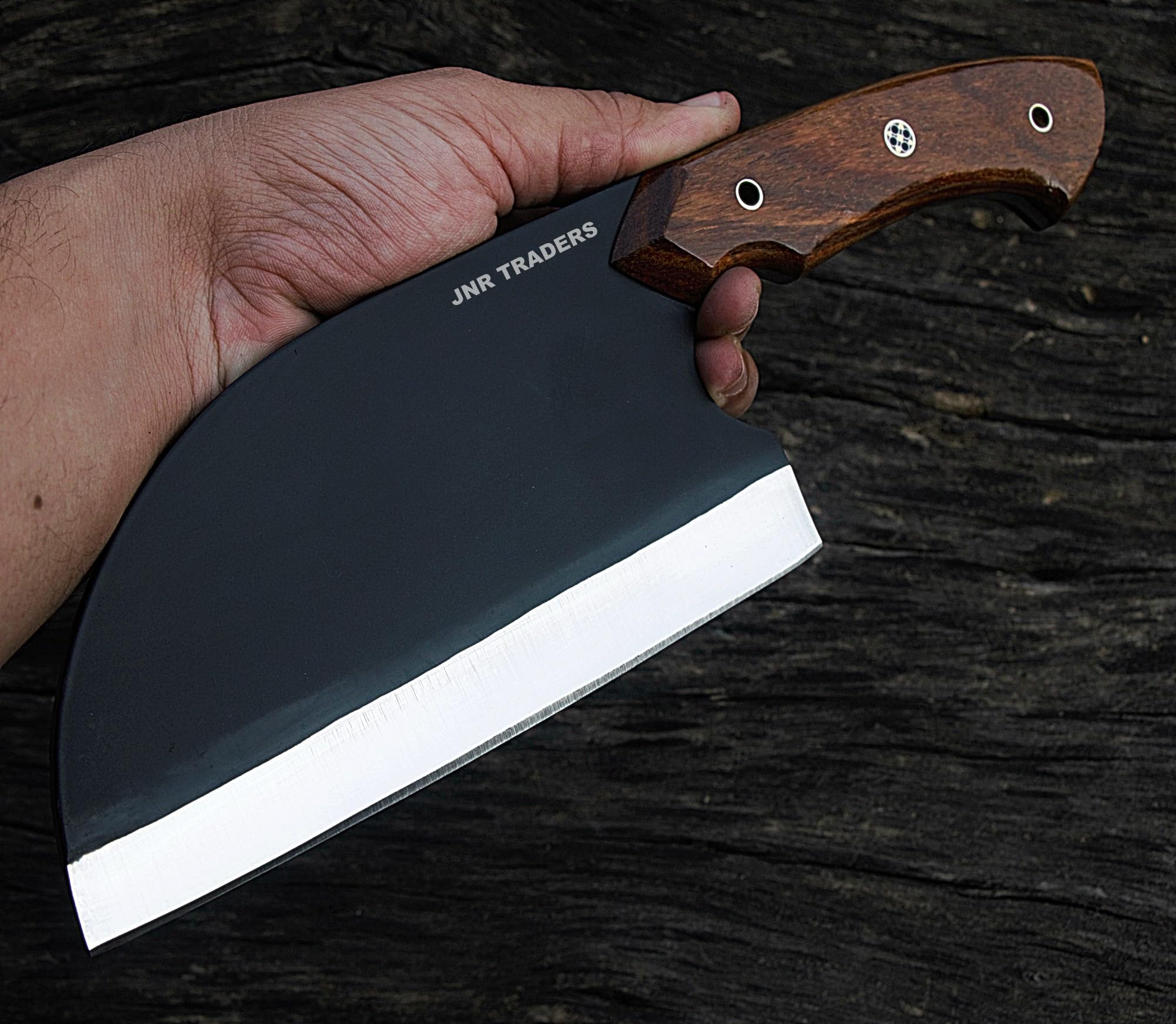 JNR Traders Cleaver Serbian Chef Knife 11.5" Handmade Full Tang Carbon Steel Cleaver for Meat Vegetables Cutting Chopping with Leather sheath 5510