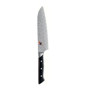 miyabi fusion morimoto edition hollow edge santoku knife, 5.5-inch, black w/red accent/stainless steel
