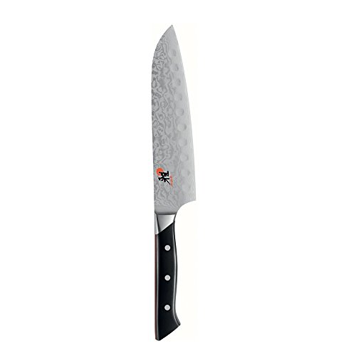 Miyabi Fusion Morimoto Edition Hollow Edge Santoku Knife, 5.5-inch, Black w/Red Accent/Stainless Steel