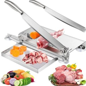 SJDFK Manual Bone Meat Slicer,Stainless Steel Cutter Machine,Rib Fish Chicken Beef Cutting Machine for Home Cooking and Commercial 15.3 In