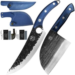 xyj full tang ancient butcher chef knives boning fillet knife with carry sheath stainless steel meat vegetable knife for camping hunting outdoor