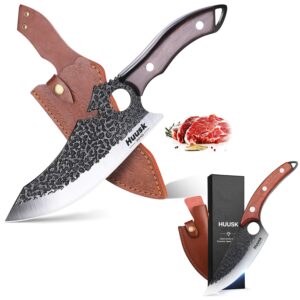 huusk collectible knives bbq camping knife chef knife with leather sheath and gift box