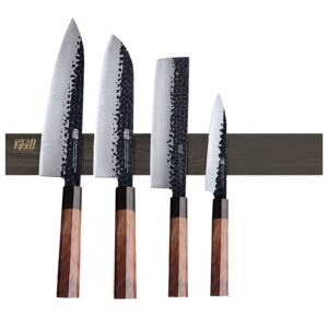 findking 4pcs knife set dynasty series-3 layer 9cr18mov clad steel w/octagon handle chef's knife with 18'' acacia wood magnetic knife strip