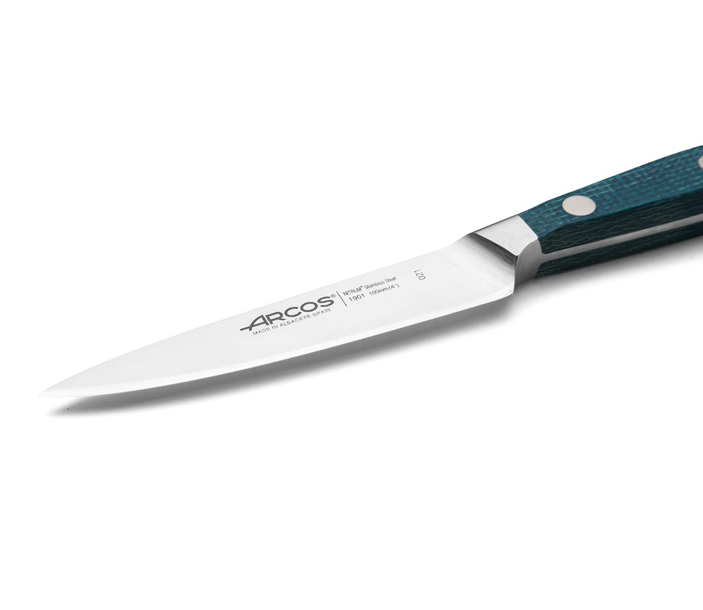 Arcos Series Brooklyn-Paring Knife Nitrum Forged Stainless Steel 100 mm (3.94 Inch) -Handle MI Carta Blue Colour (Silk Blade), ands Plastic