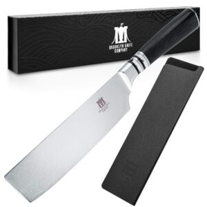 Brooklyn Knife Co. Cleaver Nakiri Butcher Knife - Japanese Seigaiha Series - Etched High Carbon Steel 7-Inch