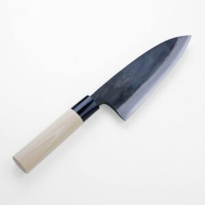 "azumasyusaku" deba hocho (kitchen knife) 165mm(abt 6.5 inch), double bevel, blade edge : aogami steel, tosa kurouchi