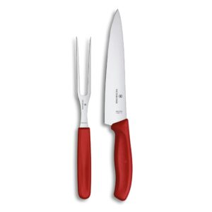 victorinox 6.7131.2g swiss classic carving fork and knife set red set of 2