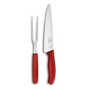 Victorinox 6.7131.2G Swiss Classic Carving Fork and Knife Set Red Set of 2