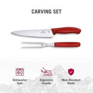 Victorinox 6.7131.2G Swiss Classic Carving Fork and Knife Set Red Set of 2