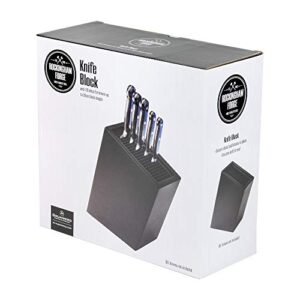 Rockingham Forge Sloping Matt Black Universal Knife Block, 20 Slots for Knives up to 20cm Blade Length