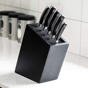 Rockingham Forge Sloping Matt Black Universal Knife Block, 20 Slots for Knives up to 20cm Blade Length