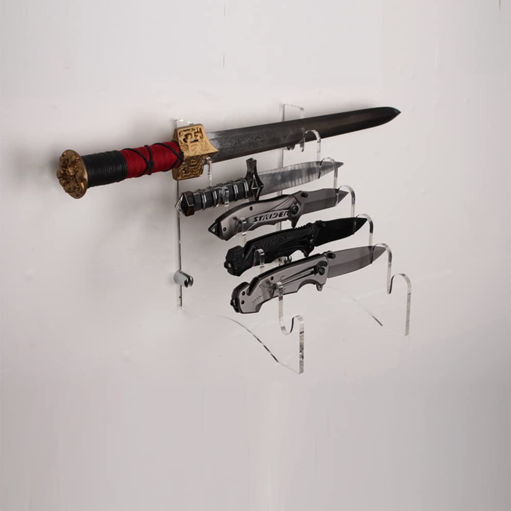 WANLIAN knife stand , sword wall mount, Knife display stand, knife display case, collectible knife display stand, knife holder, for pocket knife organizer& Display hut home decoration (Transparent)