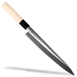 seki japan japanese seki sanbonsugi sushi chef knife, 420j2 stainless steel sashimi yanagiba knife, wood handle, 210 mm (8.2 in)