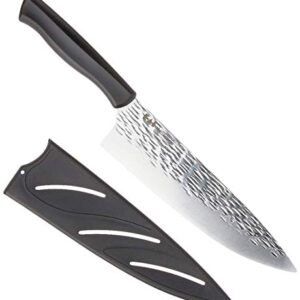 Kai 8-Inch Inspire Chef Knife, 8 Inch Blade with Sheath, , Black/Silver