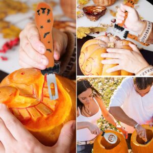 OWUDE Professional Pumpkin Carving Kit 10 Pcs Upgrade Anti-Slip Handle Heavy Duty Stainless Steel Carving Tools with Premium Carrying Case and 6 Pcs Stencils for Halloween DIY