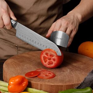 BEAFUORCT Japenses Chef Knife, 7inch Chefs Knife, Stainless Steel Kitchen Knives, High Carbon Chopping Knife, Sharp Santofu Knife with Finger Protector & Gift Box For Kitchen