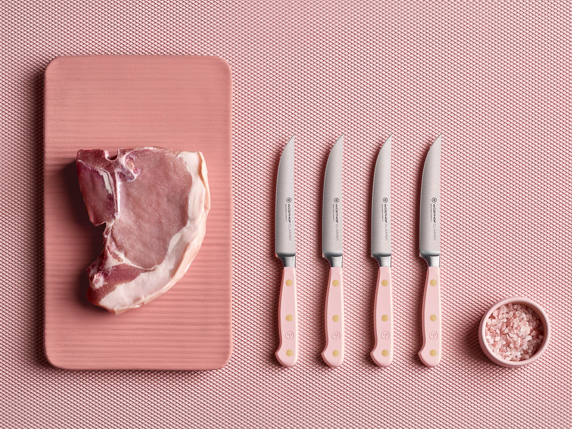 WÜSTHOF Classic Pink Himalayan Salt 4 Piece Steak Knife Set
