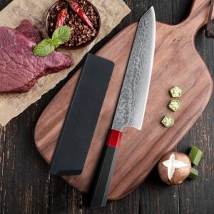 Ompusos 8.5” Chef Knife, Kitchen Knives Ultra Sharp, VG-10 Stainless Steel with Ergonomic G10 Octagonal Handle, Japanese Pro Chefs Knife Kitchen Knives with Gift Box & knife sheath