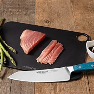 Arcos Forged Rocking Santoku Knife Stainless Steel 7 Inch. Micarta Handle & Special Silk Edge and Silver Blade 190 mm. Series Brooklyn. Blue Color . Impress and Amaze with Every Cut