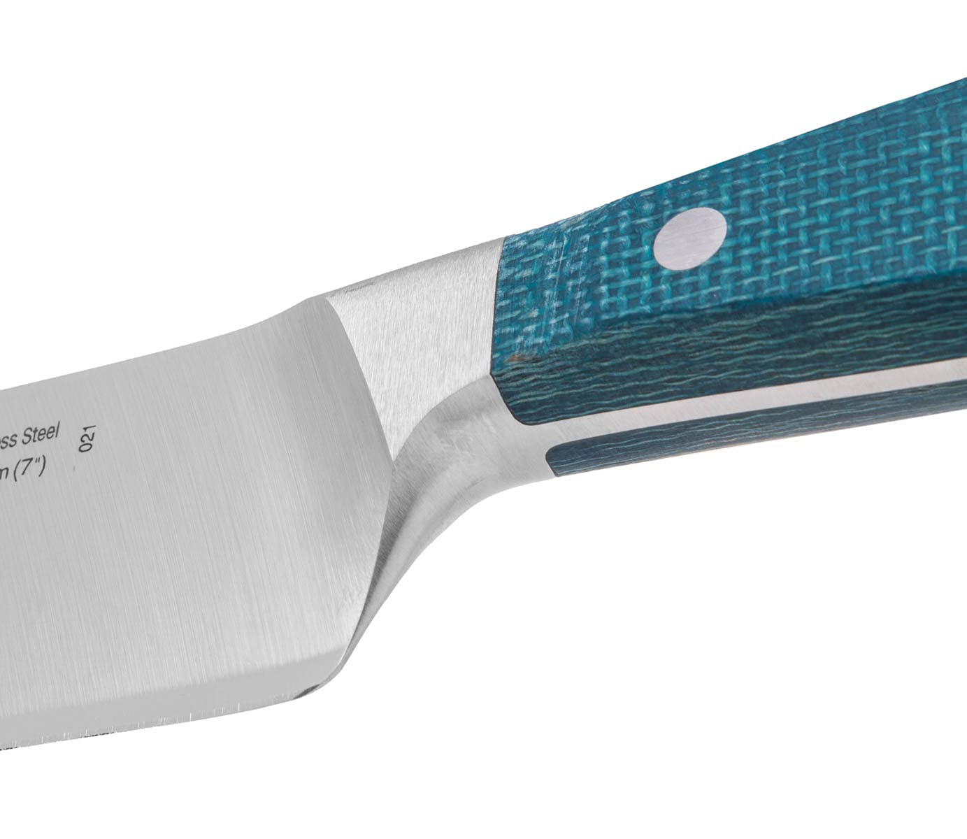 Arcos Forged Rocking Santoku Knife Stainless Steel 7 Inch. Micarta Handle & Special Silk Edge and Silver Blade 190 mm. Series Brooklyn. Blue Color . Impress and Amaze with Every Cut