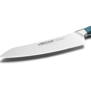 Arcos Forged Rocking Santoku Knife Stainless Steel 7 Inch. Micarta Handle & Special Silk Edge and Silver Blade 190 mm. Series Brooklyn. Blue Color . Impress and Amaze with Every Cut